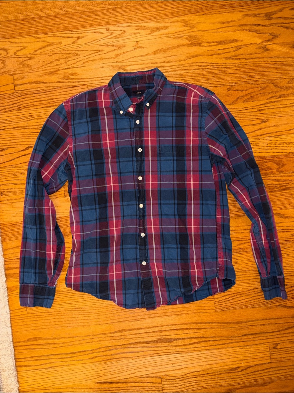 J Crew Slim Fit Secret Wash Button Down - Blue and Red Plaid